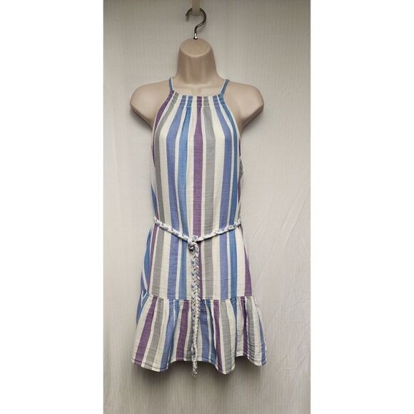 Velvet Heart-Venice Multicolor Lavender Stripe Halter Dress Size Small - Picture 4 of 8